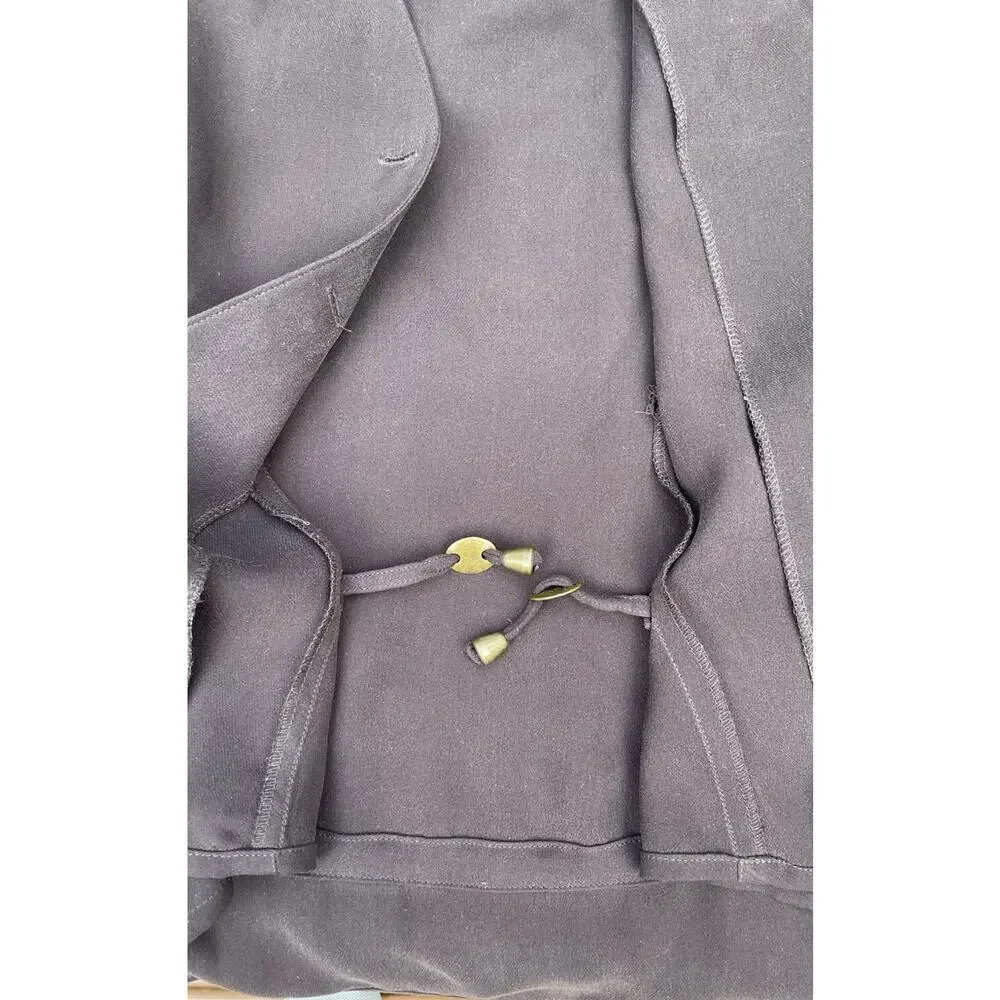 Vintage 90s Emanuel Ungaro Womens Brown Silk Button-Front Vest Luxury Staple, 12 - Picture 7 of 16